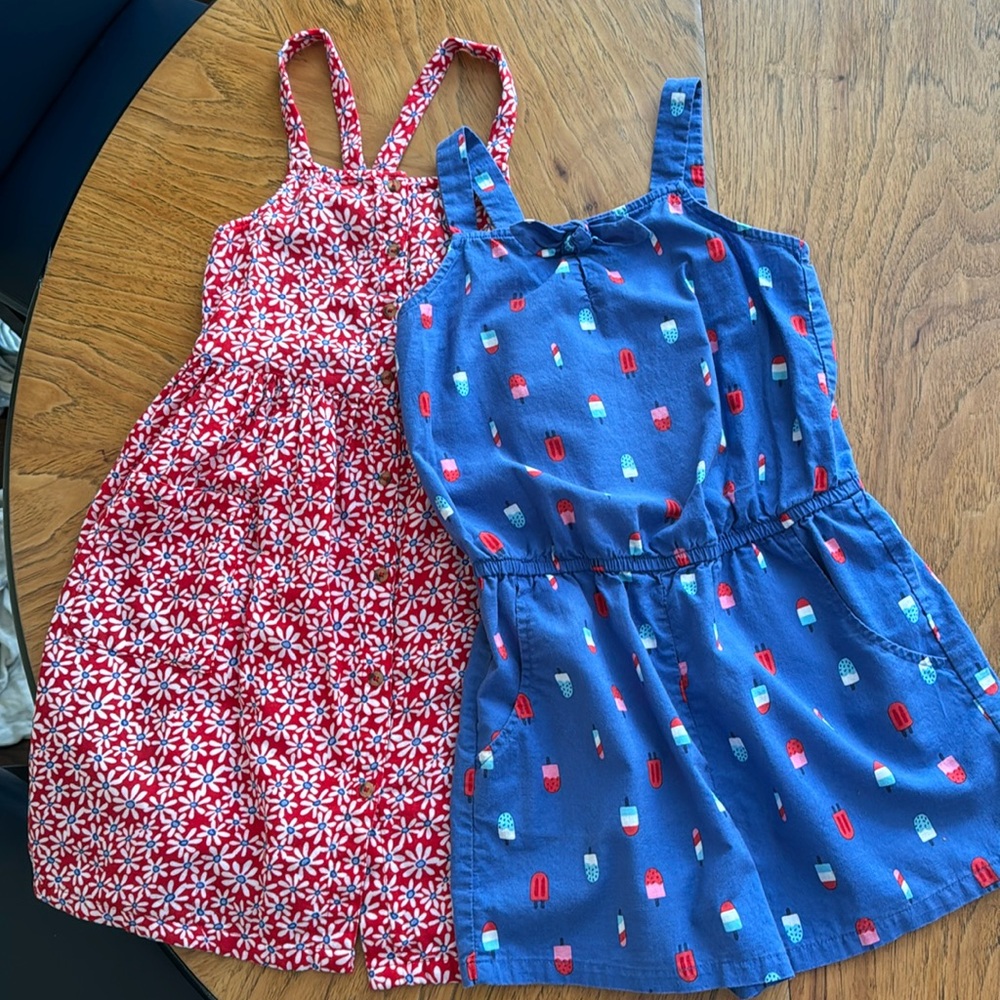 Girls’ size 7/8 Cat & Jack Romper and Sundress bundle.